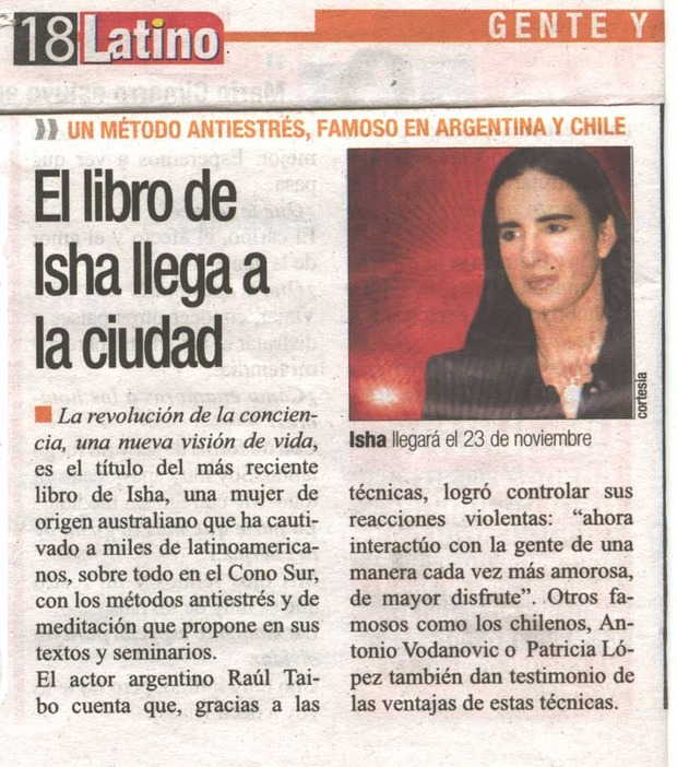 Diario Latino, Barcelona El libro de isha llega a la Ciudad Octubre 2005
