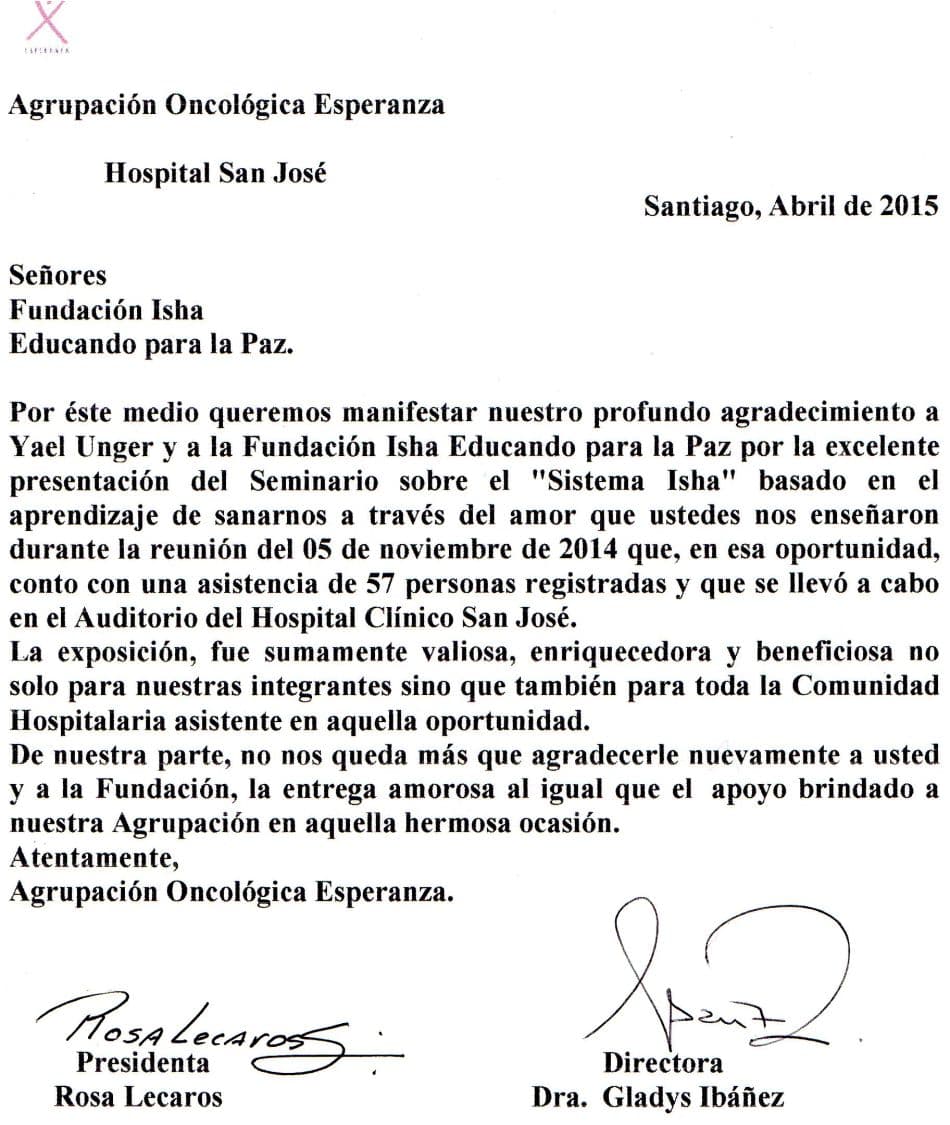 Por éste medio queremos manifestar nuestro profundo agradecimiento a Yael Unger y a la Fundación Isha Educando para la Paz por la excelente presentación del Seminario sobre el "Sistema Isha" basado…