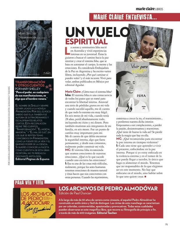 Revista Marie Claire, México Un vuelo espiritual. Enero 2012