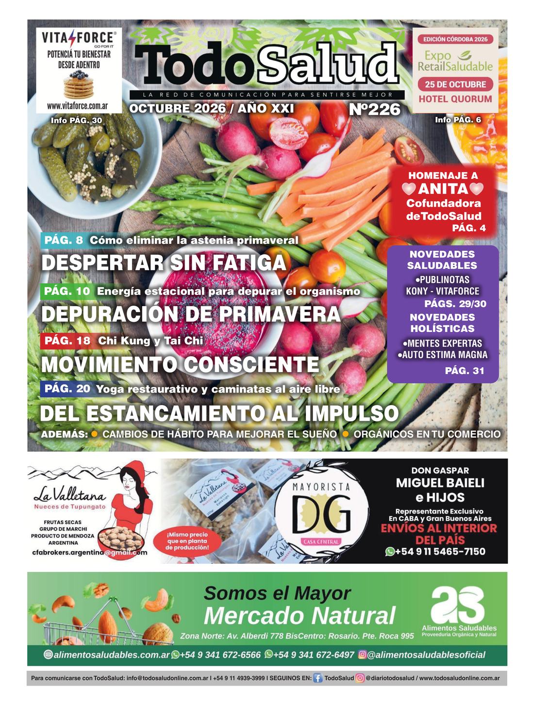 Cover of issue 226 of Todo Salud magazine, Argentina, October 2026.